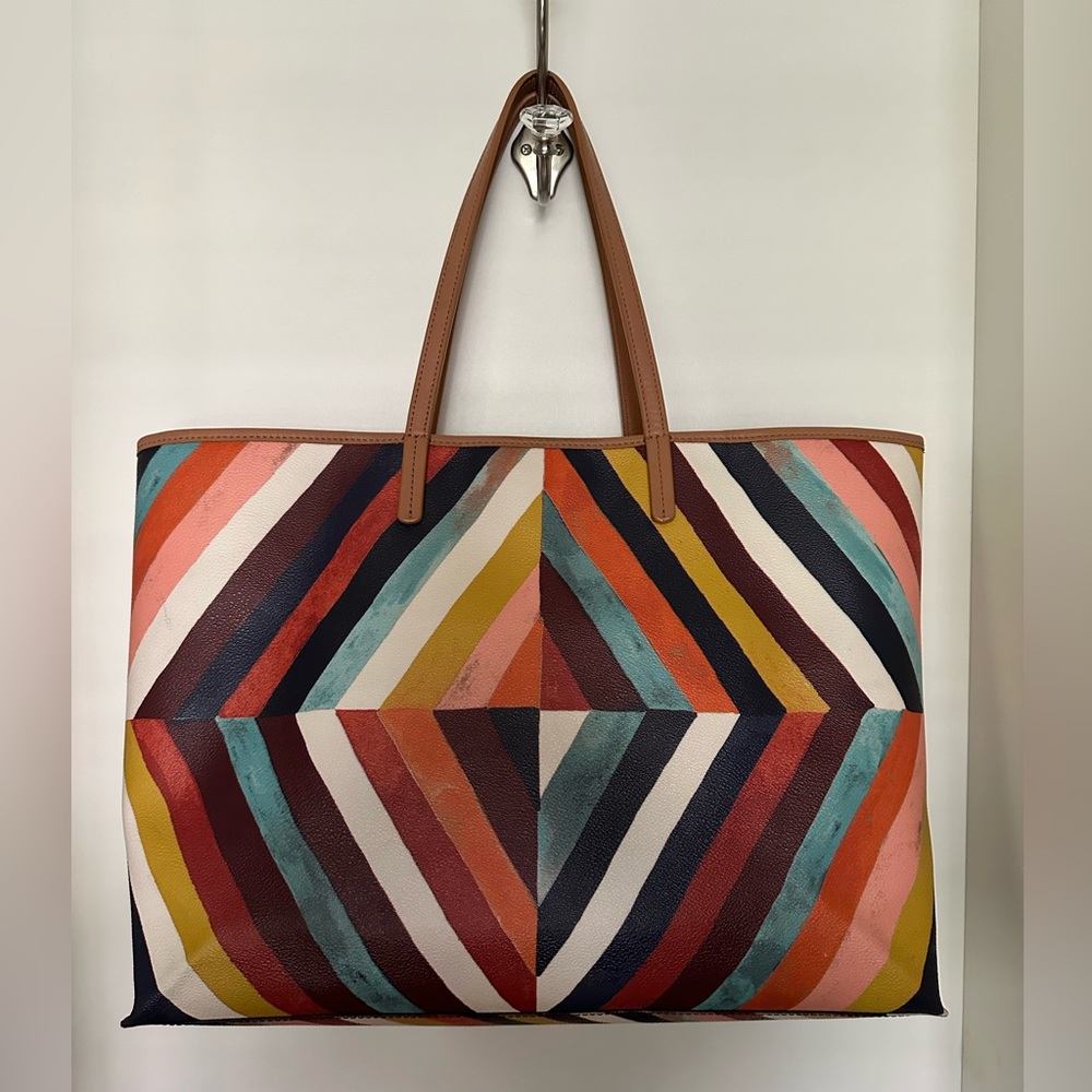 Tory Burch Coated Canvas Leather Trim Tote - Picture 2 of 6